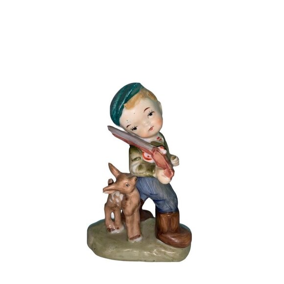 Vintage Wales Japan Boy‎ Going Off To Hunt With Deer Following  Figurine - Picture 1 of 7